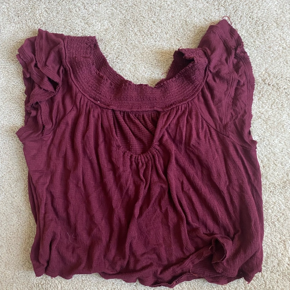 Burgundy Blouse (cropped)